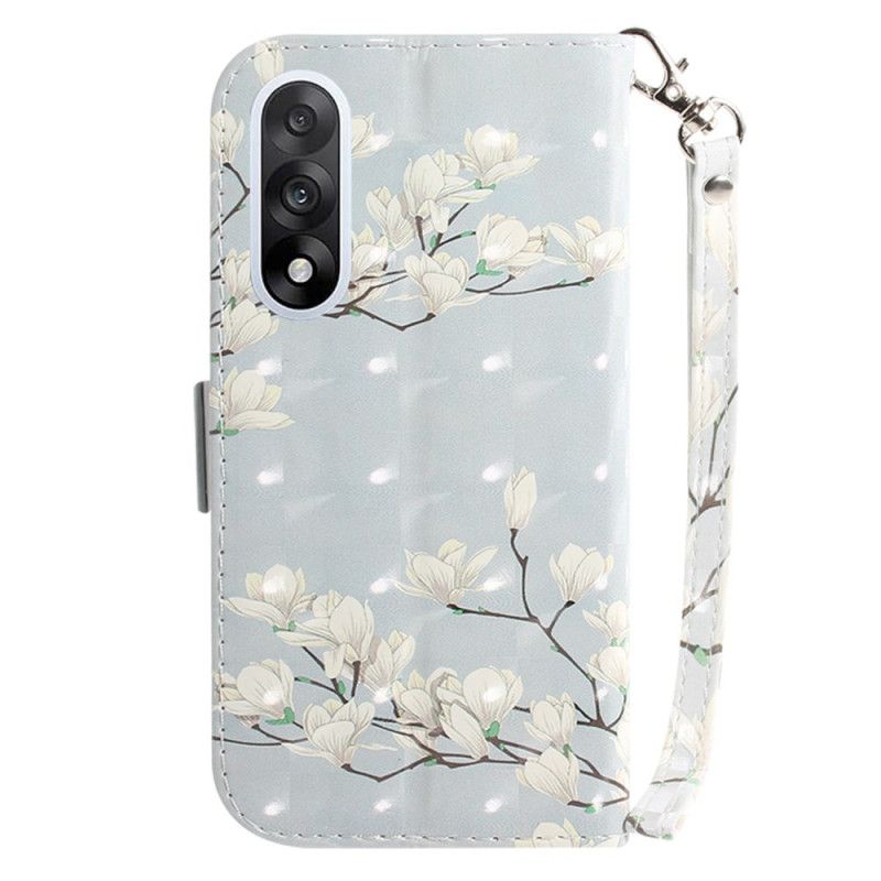 Lederhüllen Oneplus Nord 5 Handyhülle Weiße Riemchenblumen