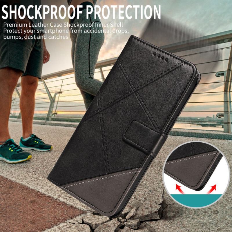 Lederhüllen Oneplus Nord 5 Handyhülle Zweifarbiges Geometrisches Muster