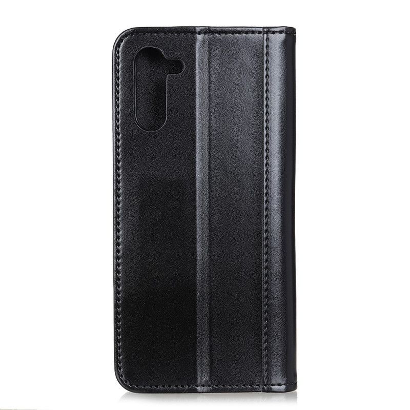 Flip Case Für OnePlus Nord Schwarz Gespaltenes Leder