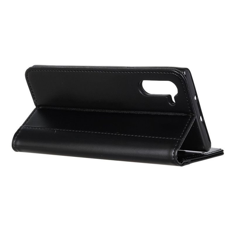 Flip Case Für OnePlus Nord Schwarz Gespaltenes Leder