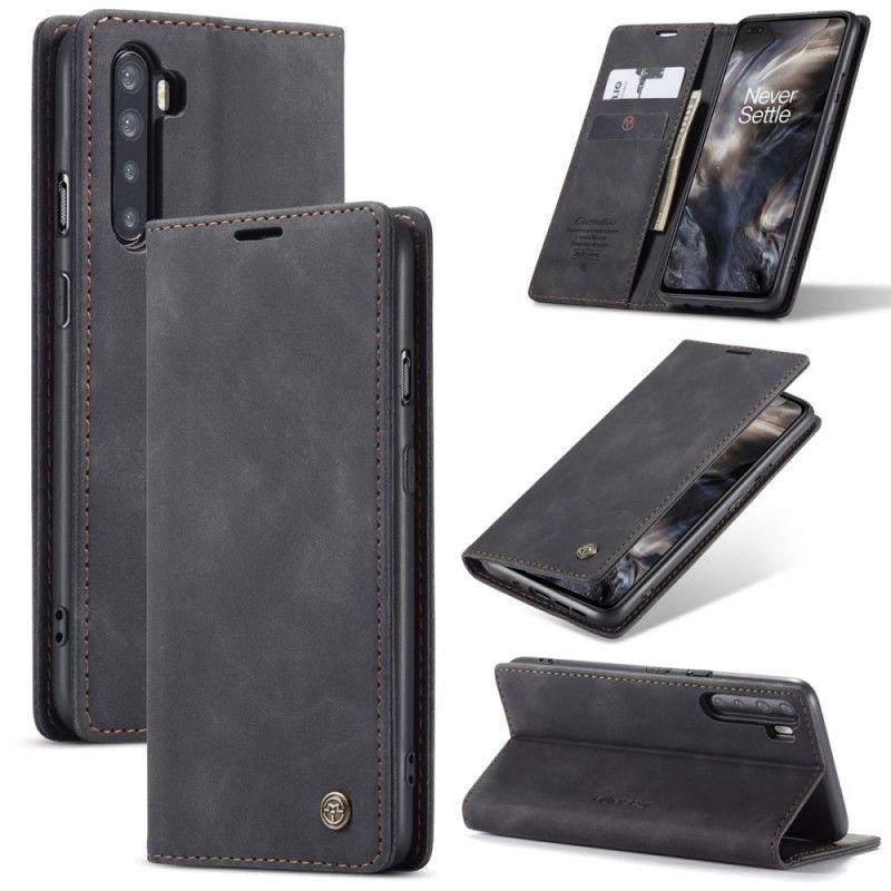 Flip Case Für OnePlus Nord Schwarz Ledertasche