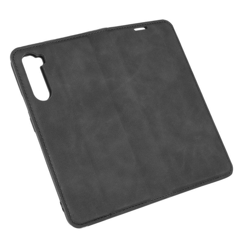 Flip Case Für OnePlus Nord Schwarz Seidenweichledereffekt