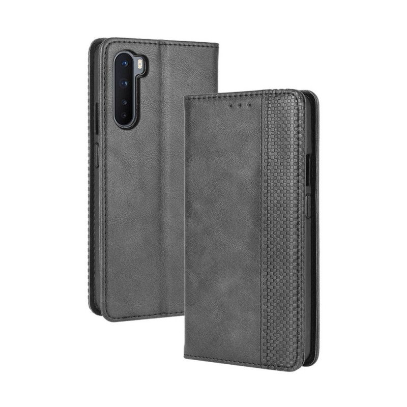 Flip Case Für OnePlus Nord Schwarz Stilisierter Vintage-Ledereffekt