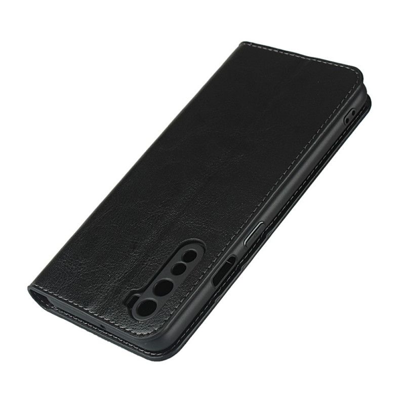 Flip Case OnePlus Nord Schwarz Echtes Leder