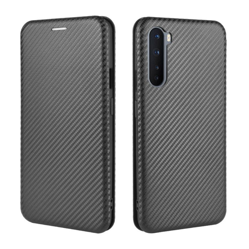 Flip Case OnePlus Nord Schwarz Gefärbtes Kohlenstoffsilikon