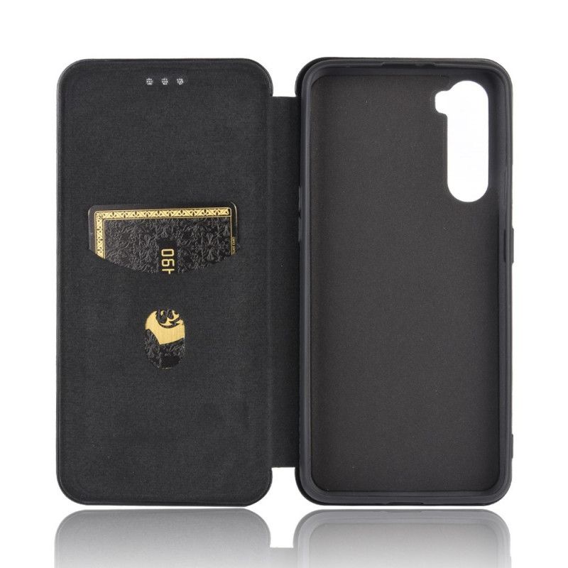 Flip Case OnePlus Nord Schwarz Gefärbtes Kohlenstoffsilikon