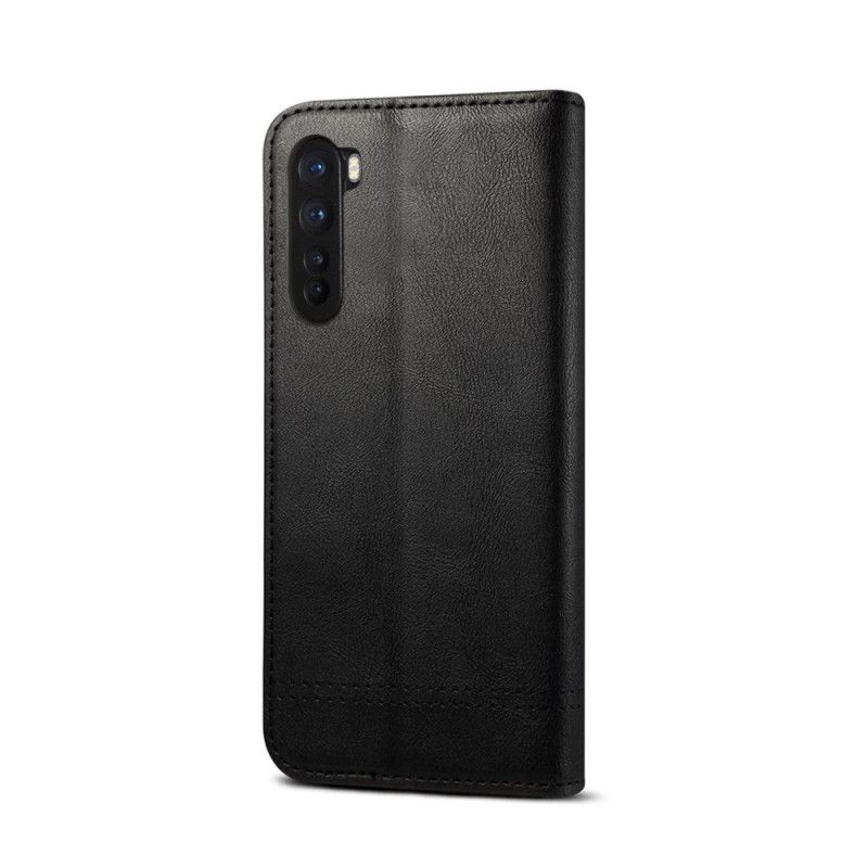 Flip Case OnePlus Nord Schwarz Genähter Ledereffekt