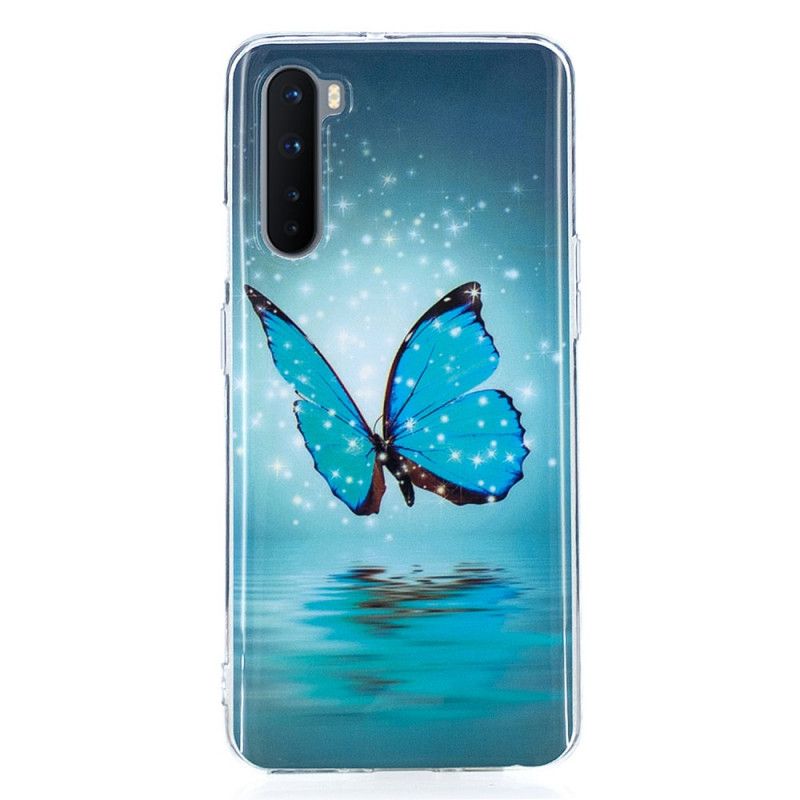 Hülle OnePlus Nord Fluoreszierender Blauer Schmetterling