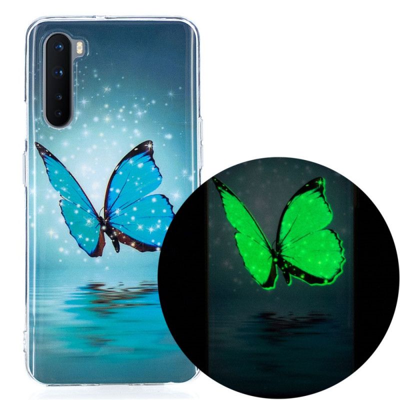 Hülle OnePlus Nord Fluoreszierender Blauer Schmetterling