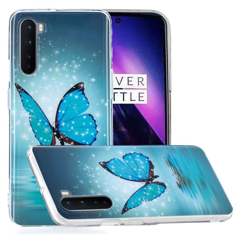 Hülle OnePlus Nord Fluoreszierender Blauer Schmetterling