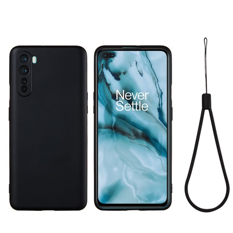 Hülle OnePlus Nord Schwarz Flüssiges Silikon Mit Armband