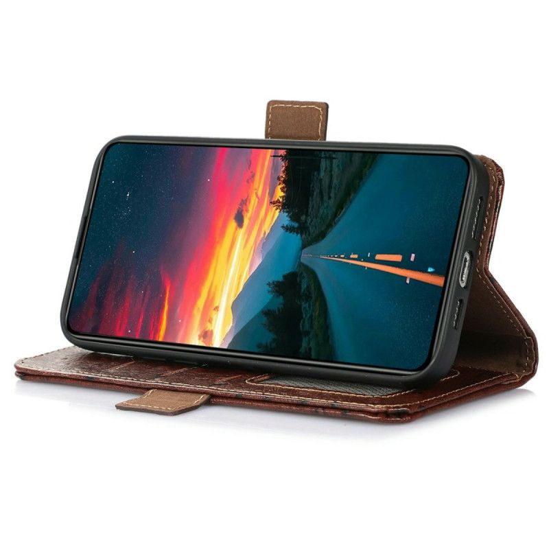 Lederhüllen iPhone 17 Handyhülle Rfid-schutz Leder Mit Straußenleder-optik