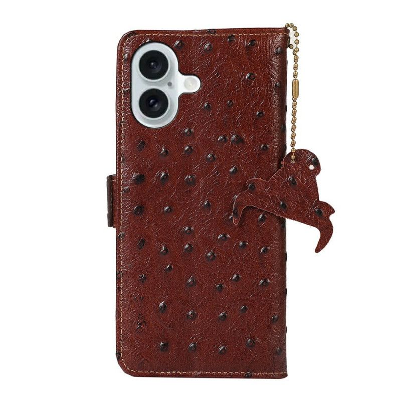 Lederhüllen iPhone 17 Handyhülle Rfid-schutz Leder Mit Straußenleder-optik