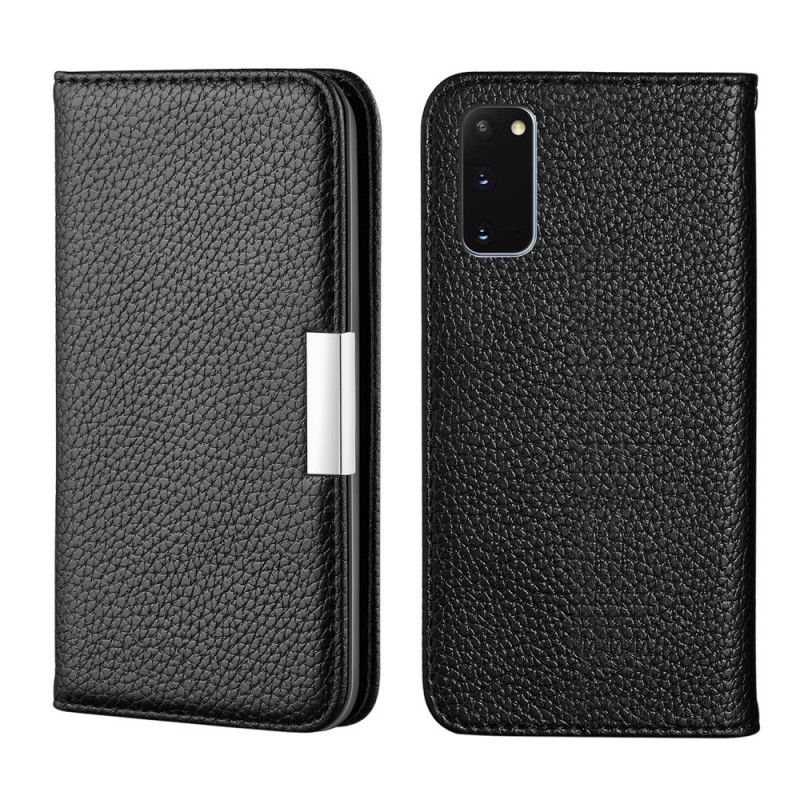 Flip Case Für Samsung Galaxy S20 Schwarz Ultra Schickes Litschi-Kunstleder