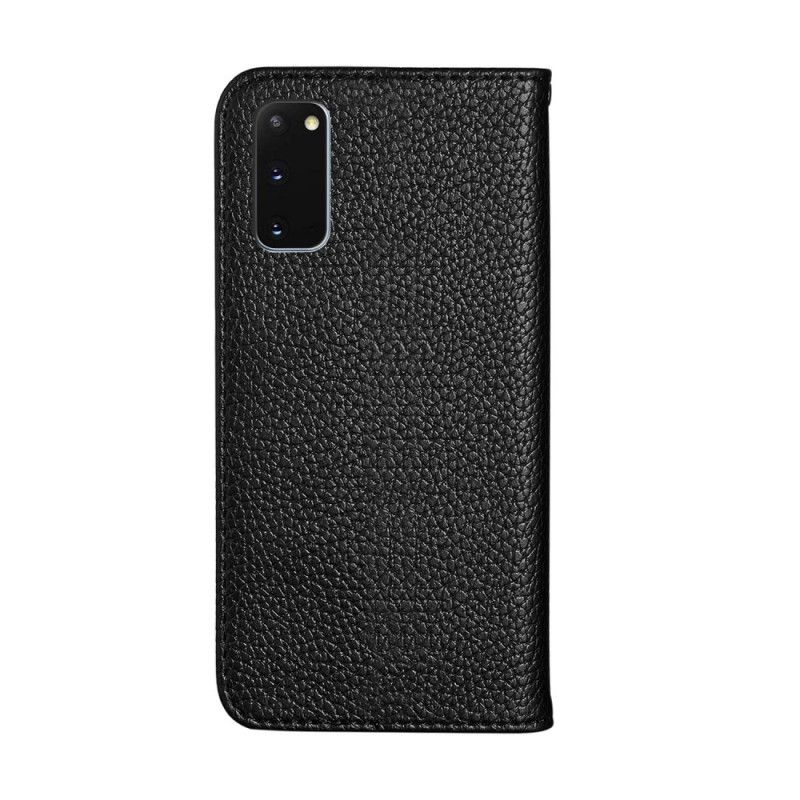 Flip Case Für Samsung Galaxy S20 Schwarz Ultra Schickes Litschi-Kunstleder