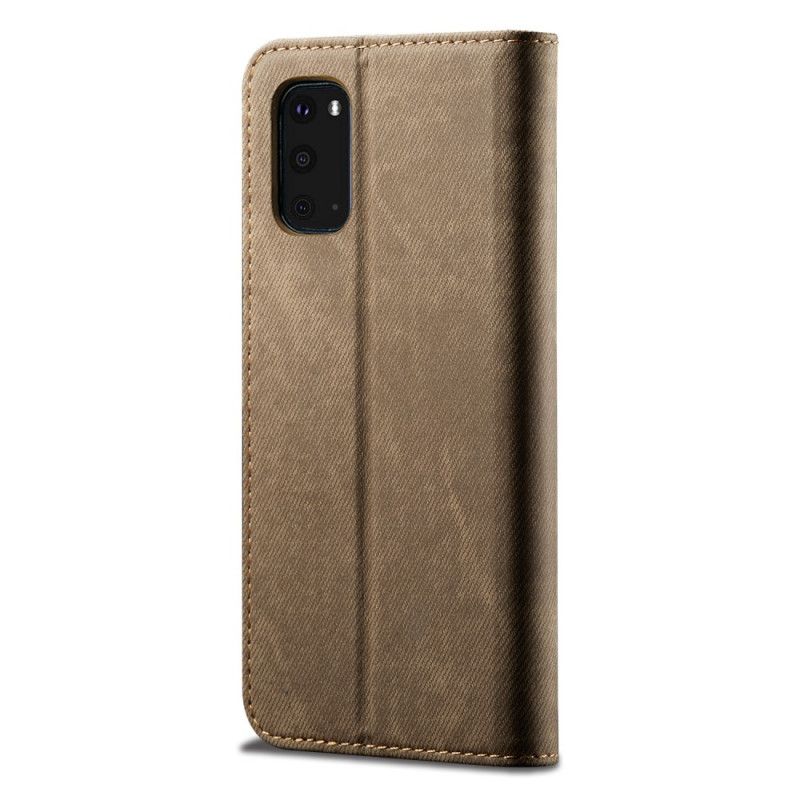Flip Case Samsung Galaxy S20 Grau Jeansstoff
