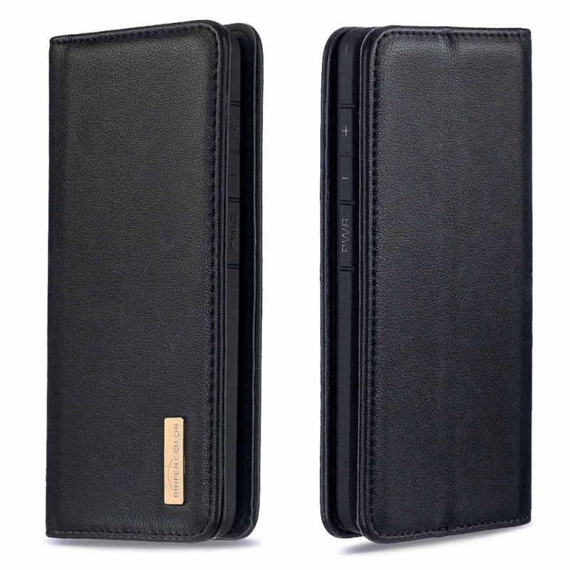 Flip Case Samsung Galaxy S20 Schwarz Abnehmbare Schale Aus Echtem Leder