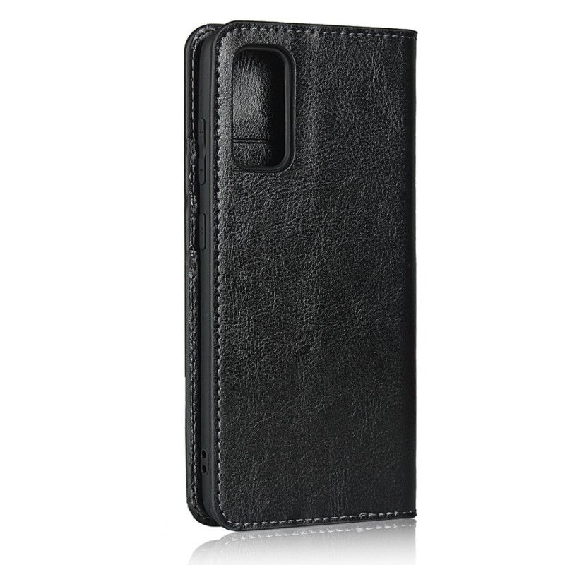 Flip Case Samsung Galaxy S20 Schwarz Echtes Leder