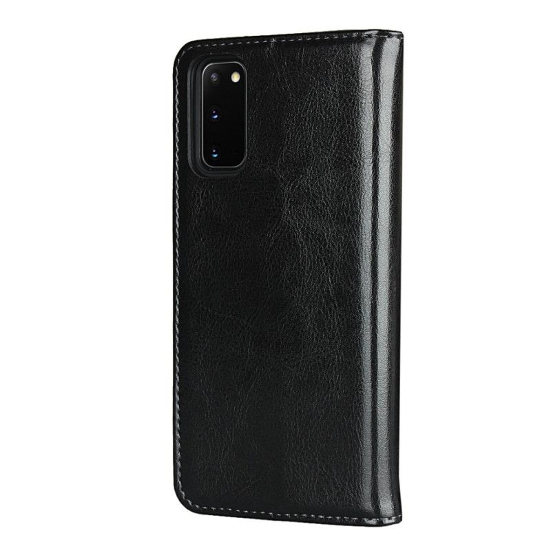 Flip Case Samsung Galaxy S20 Schwarz Handyhülle Farbvorschlag Für Echtes Leder