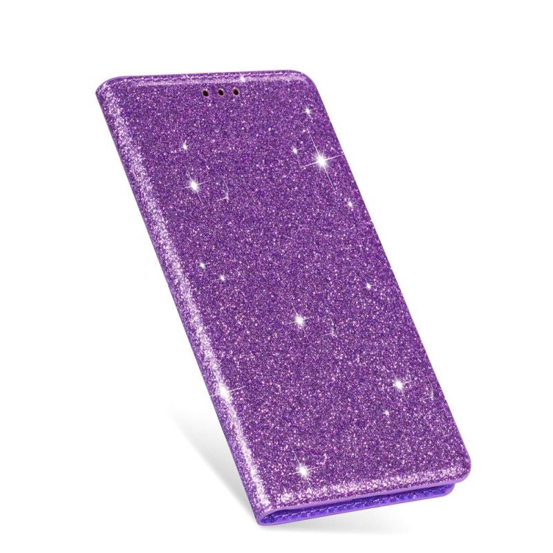 Flip Case Samsung Galaxy S20 Schwarz Handyhülle Glitzerstil