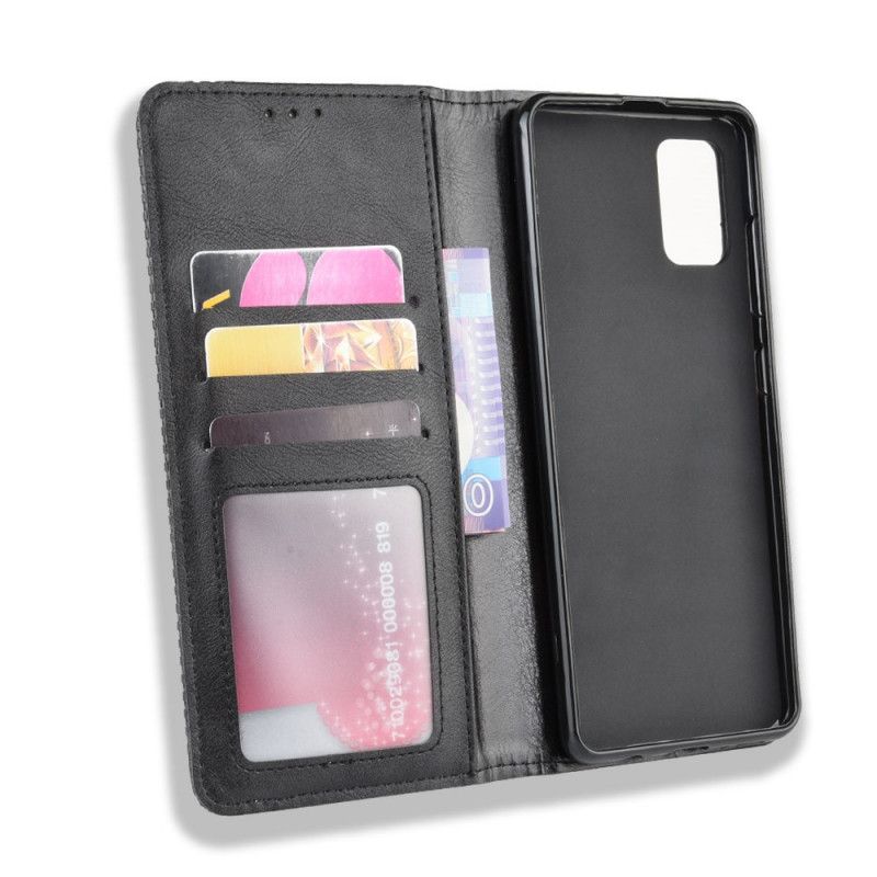 Flip Case Samsung Galaxy S20 Schwarz Stilisierter Vintage-Ledereffekt