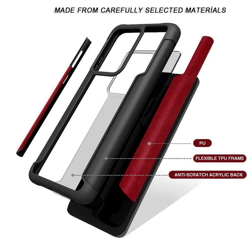 Hülle Für Samsung Galaxy S20 Rot Abgeschrägter Lederimitat-Hybrid