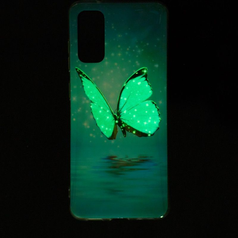 Hülle Samsung Galaxy S20 Fluoreszierender Blauer Schmetterling