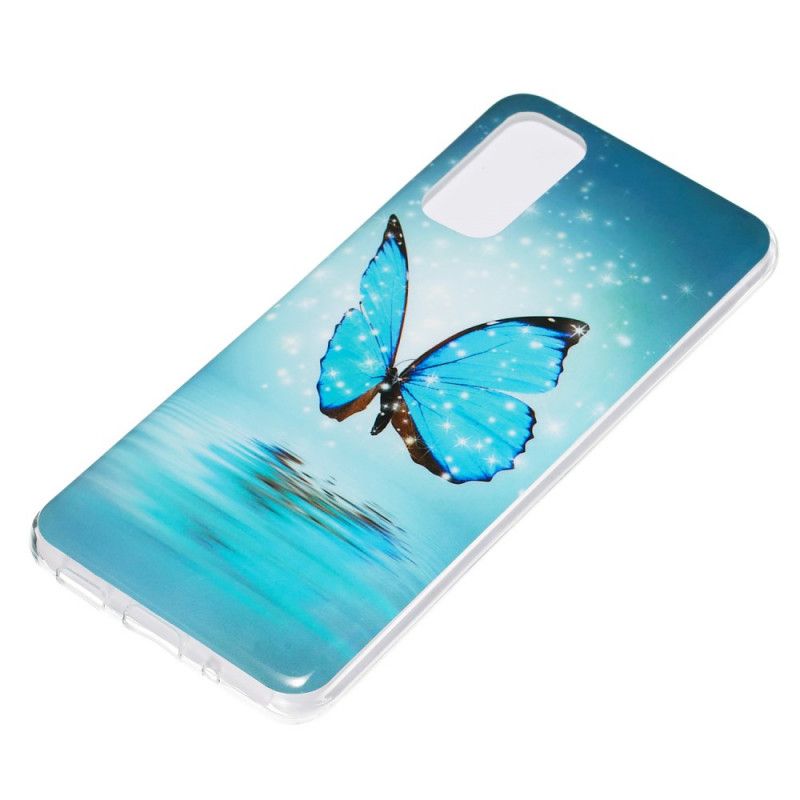 Hülle Samsung Galaxy S20 Fluoreszierender Blauer Schmetterling