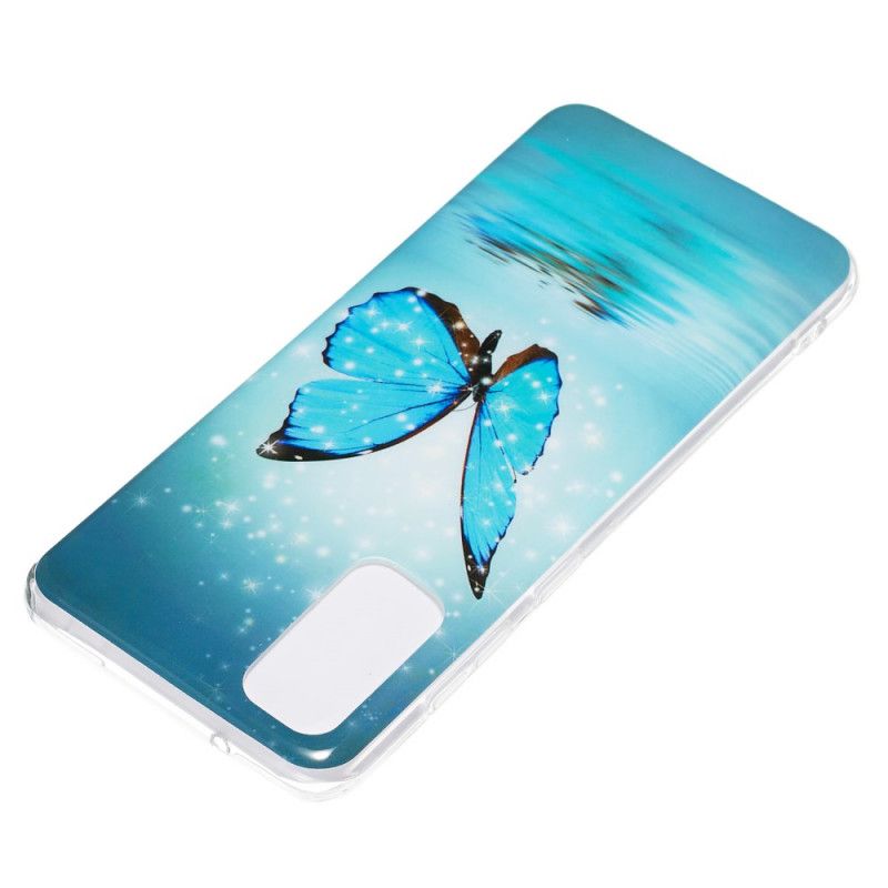 Hülle Samsung Galaxy S20 Fluoreszierender Blauer Schmetterling