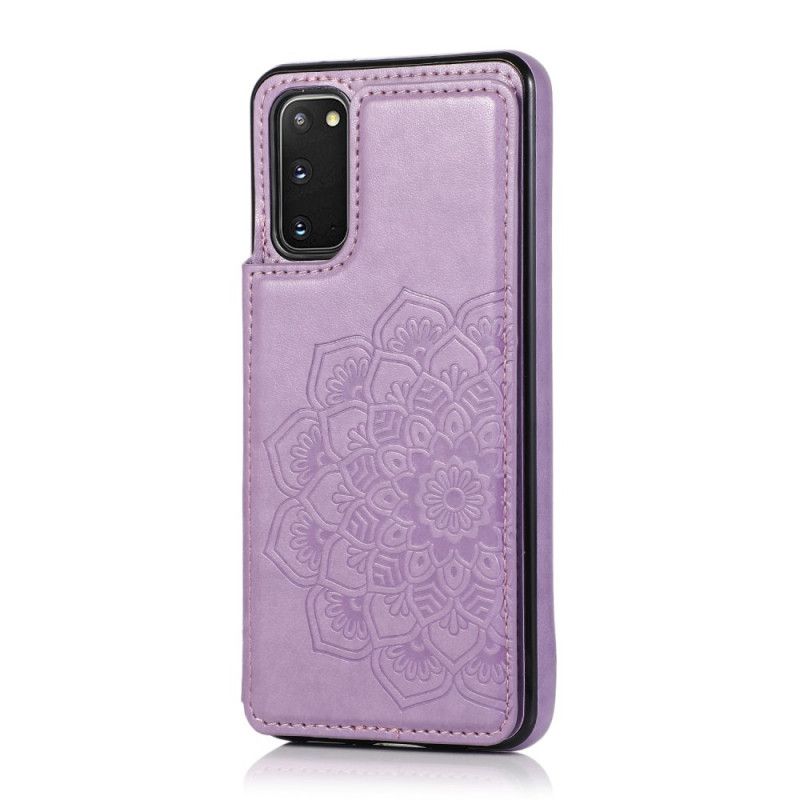 Hülle Samsung Galaxy S20 Grau Mandala-Druckkartenhalter