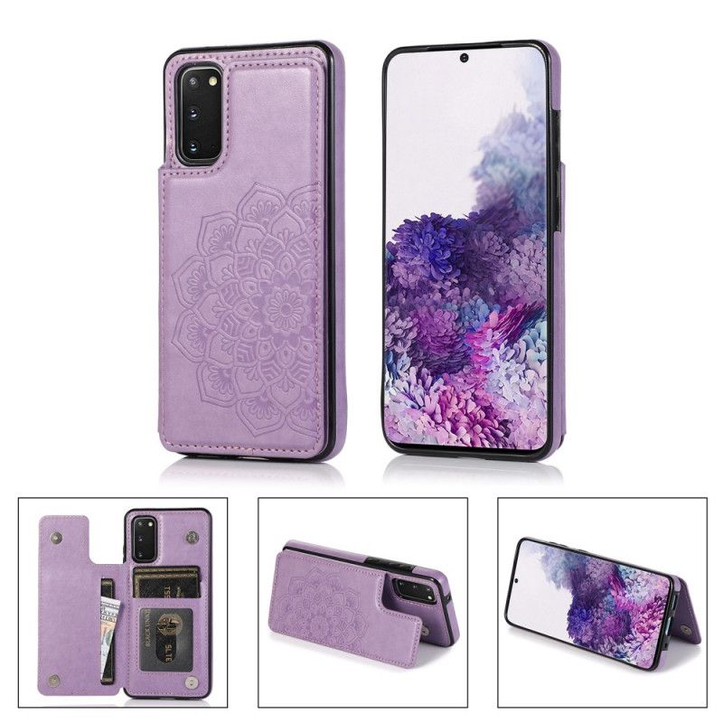 Hülle Samsung Galaxy S20 Grau Mandala-Druckkartenhalter