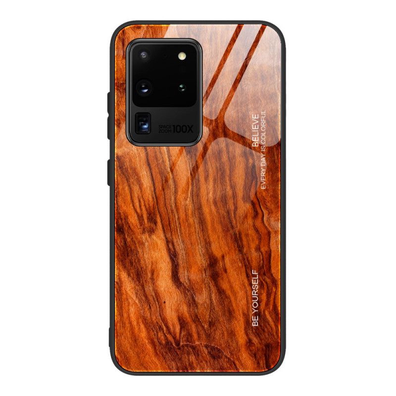 Hülle Samsung Galaxy S20 Schwarz Designglas Aus Gehärtetem Holz