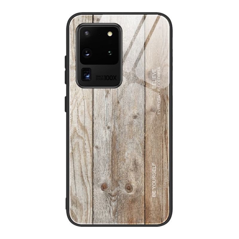 Hülle Samsung Galaxy S20 Schwarz Designglas Aus Gehärtetem Holz