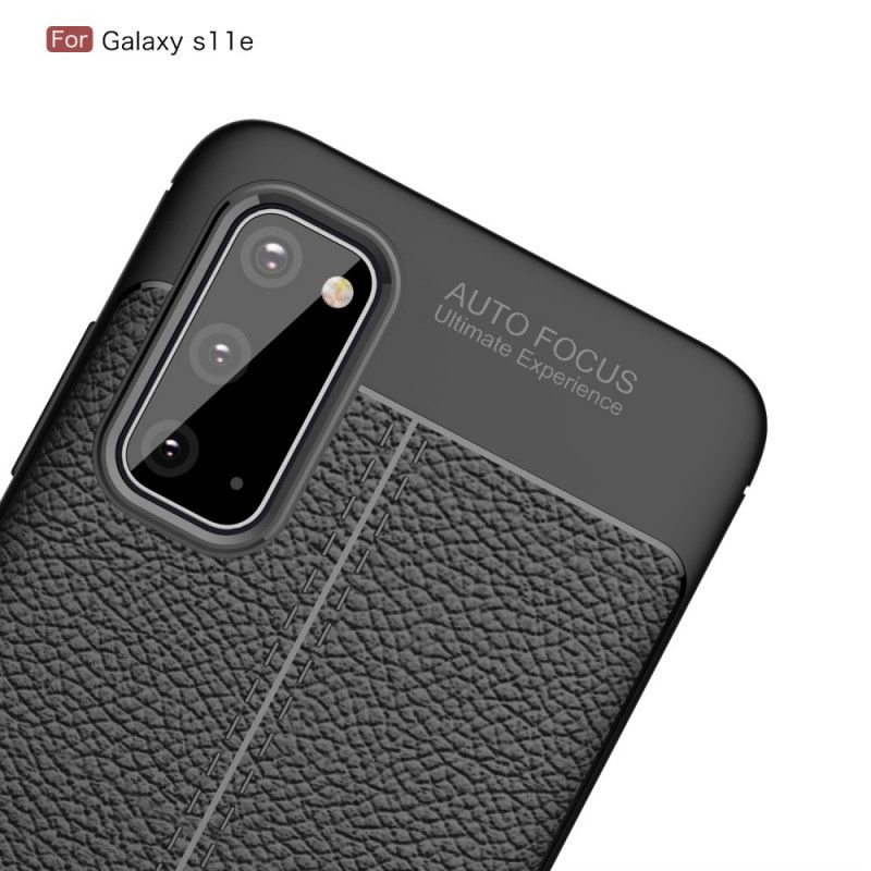 Hülle Samsung Galaxy S20 Schwarz Doppellinien-Litschileder-Effekt