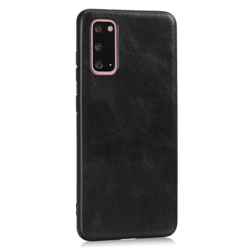 Hülle Samsung Galaxy S20 Schwarz Lederstil