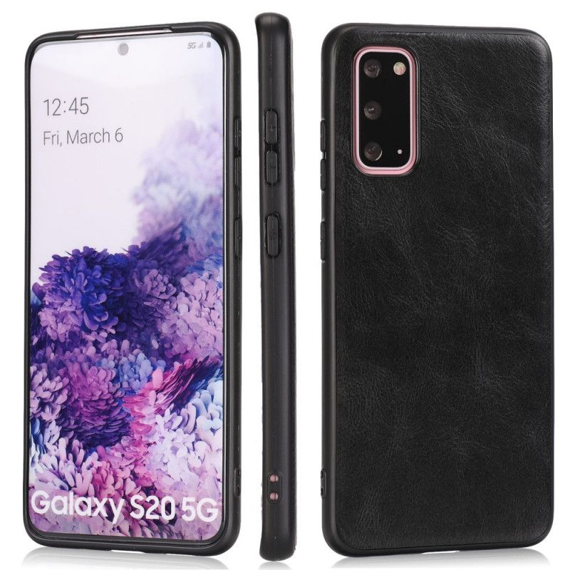 Hülle Samsung Galaxy S20 Schwarz Lederstil