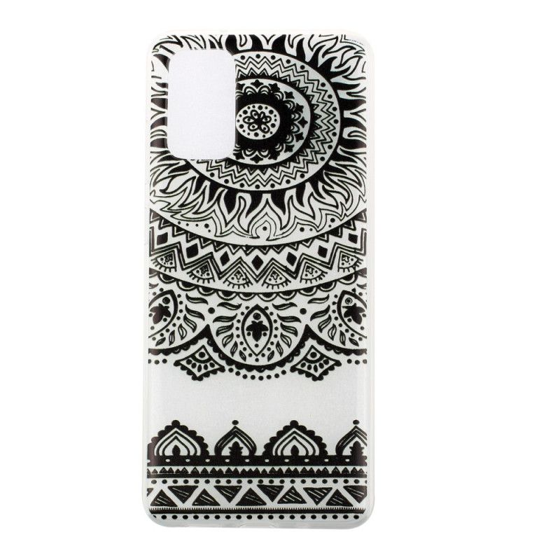 Hülle Samsung Galaxy S20 Schwarz Transparentes Blumenmandala