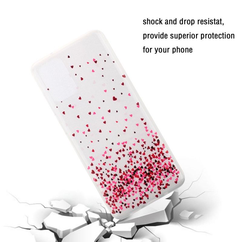 Hülle Samsung Galaxy S20 Transparente Mehrere Rote Herzen