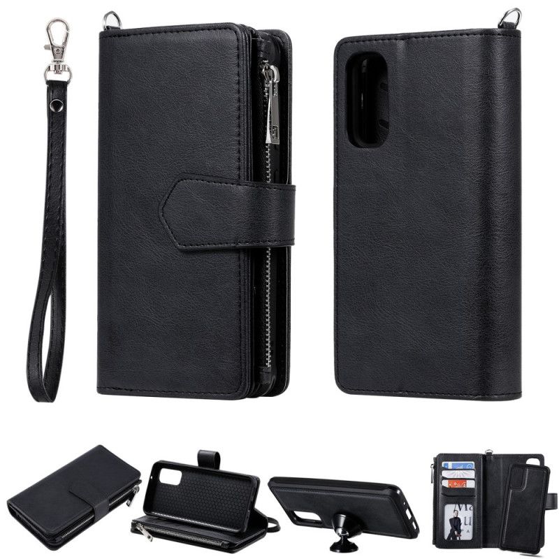 Lederhüllen Für Samsung Galaxy S20 Schwarz Abnehmbare Brieftasche