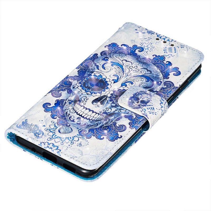 Lederhüllen Samsung Galaxy S20 Blauer Schädel