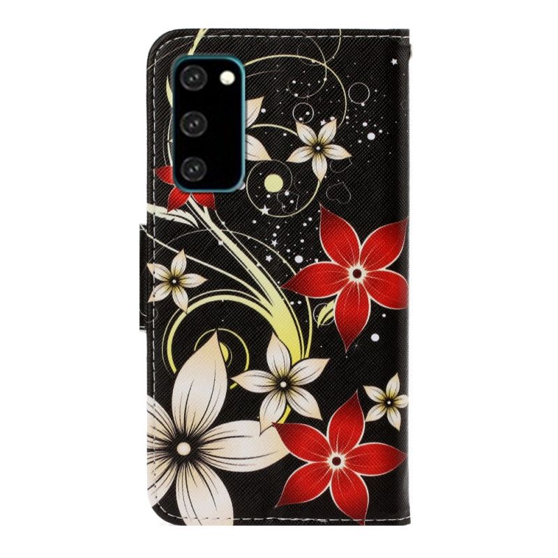 Lederhüllen Samsung Galaxy S20 Bunte Blumen Mit Tanga