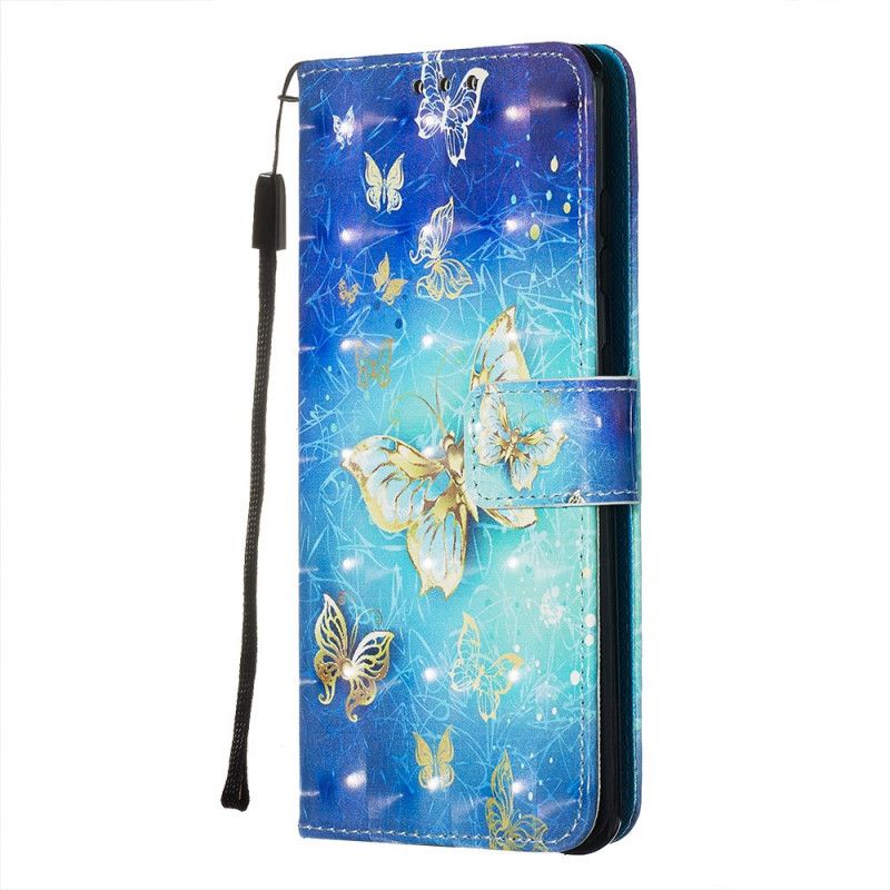 Lederhüllen Samsung Galaxy S20 Goldene Schmetterlinge