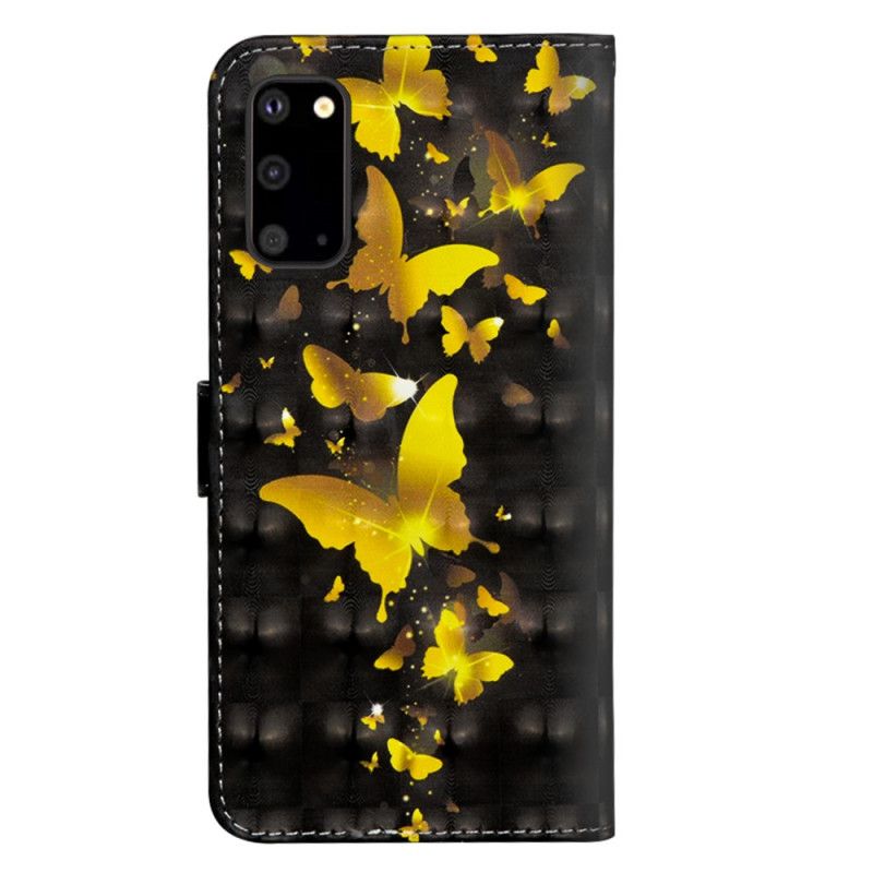 Lederhüllen Samsung Galaxy S20 Handyhülle Gelbe Schmetterlinge