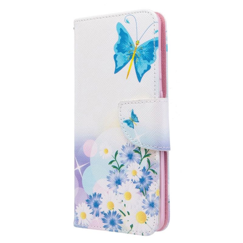 Lederhüllen Samsung Galaxy S20 Magenta Handyhülle Bemalte Schmetterlinge Und Blumen
