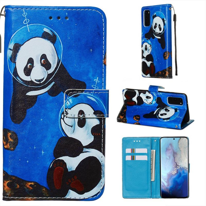 Lederhüllen Samsung Galaxy S20 Panda-Kosmonauten