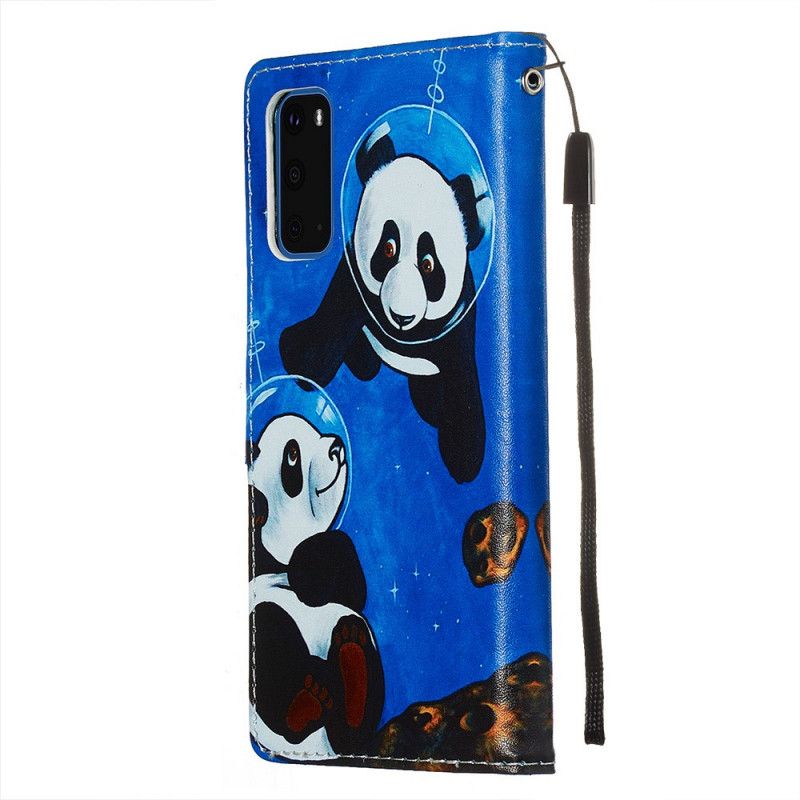 Lederhüllen Samsung Galaxy S20 Panda-Kosmonauten