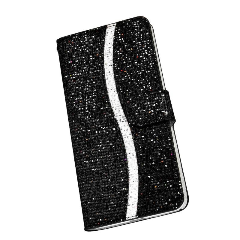 Lederhüllen Samsung Galaxy S20 Schwarz Handyhülle Glitzer-Design