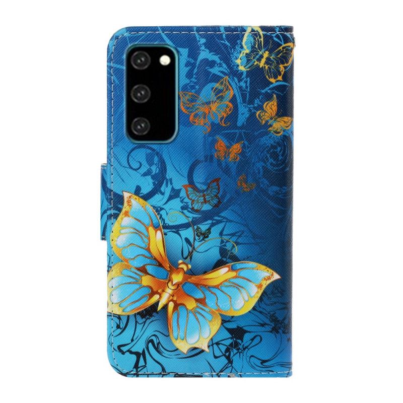 Lederhüllen Samsung Galaxy S20 Schwarz Schmetterlingsvariationen Mit Tanga