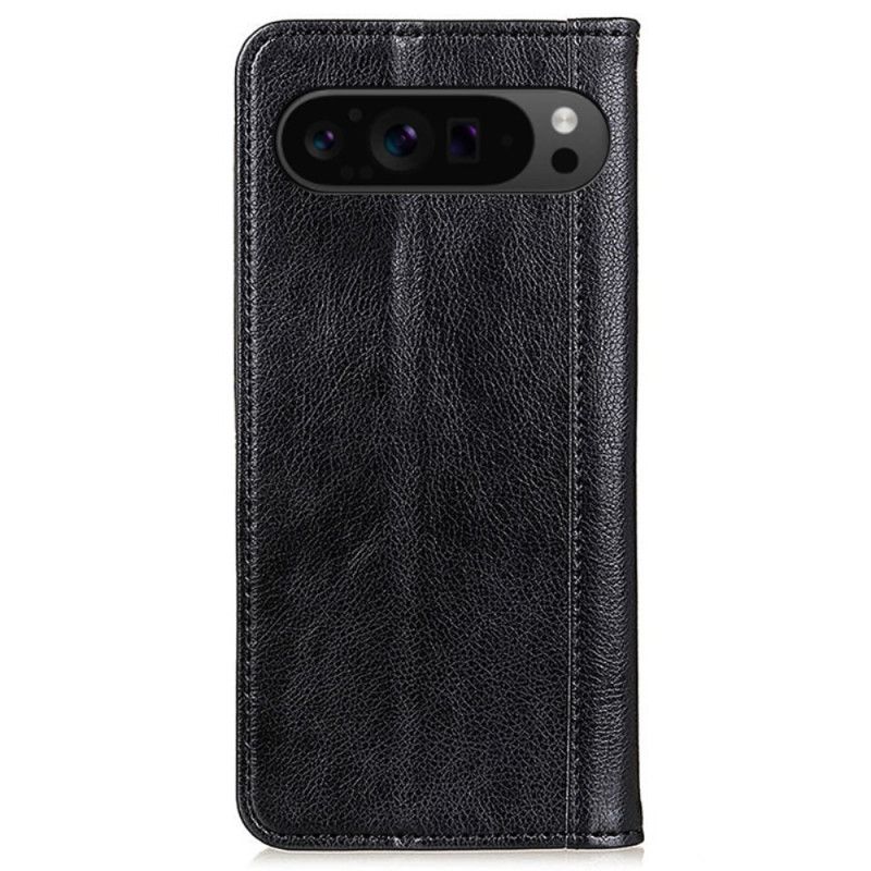 Flip Case Für Google Pixel 10 Pro Xl Spaltleder Litschi-textur