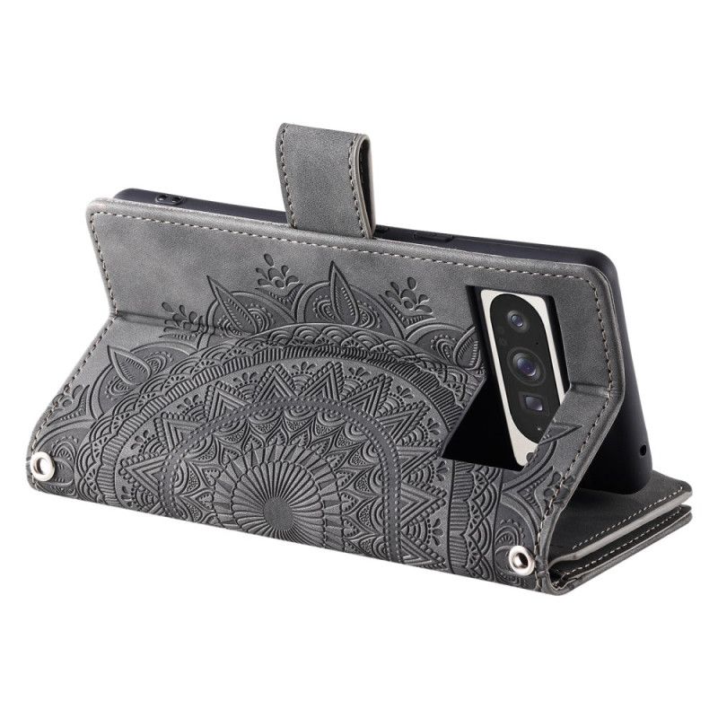 Lederhüllen Für Google Pixel 10 Pro Xl Mandala-geldbörse In Wildlederoptik